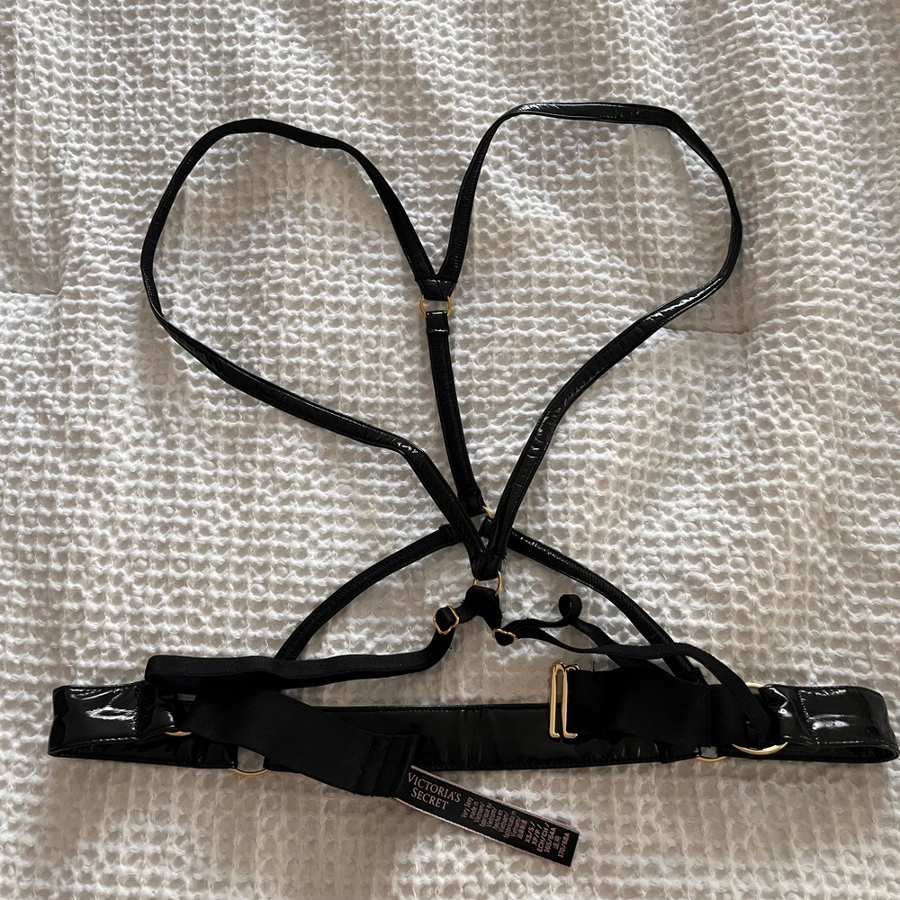 Victoria's Secret Black Patent Strappy Body Harness